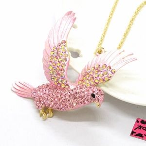 Lucky Peaceful Pretty Pink Dove Pendant Necklace